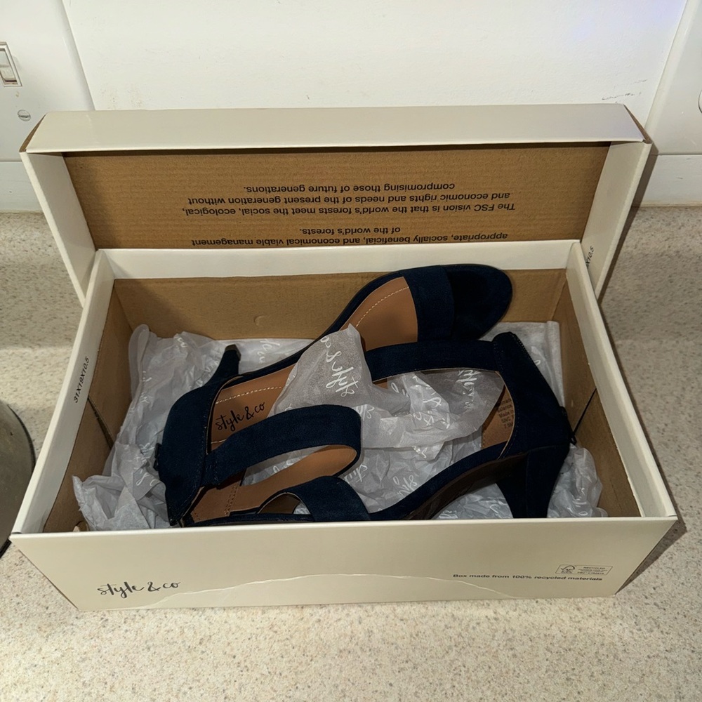 Style & Co. Navy Blue Heeled Sandals - Picture 7 of 7